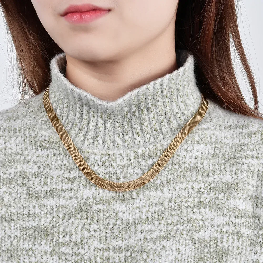 Minimalist Hollow Wide Metallic Stainless Steel Choker Necklace