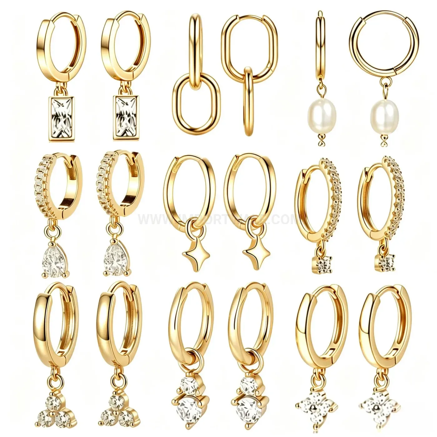 Premium Stainless Steel Pearl Charm Geometric Ear Cartilage Piercing Studs