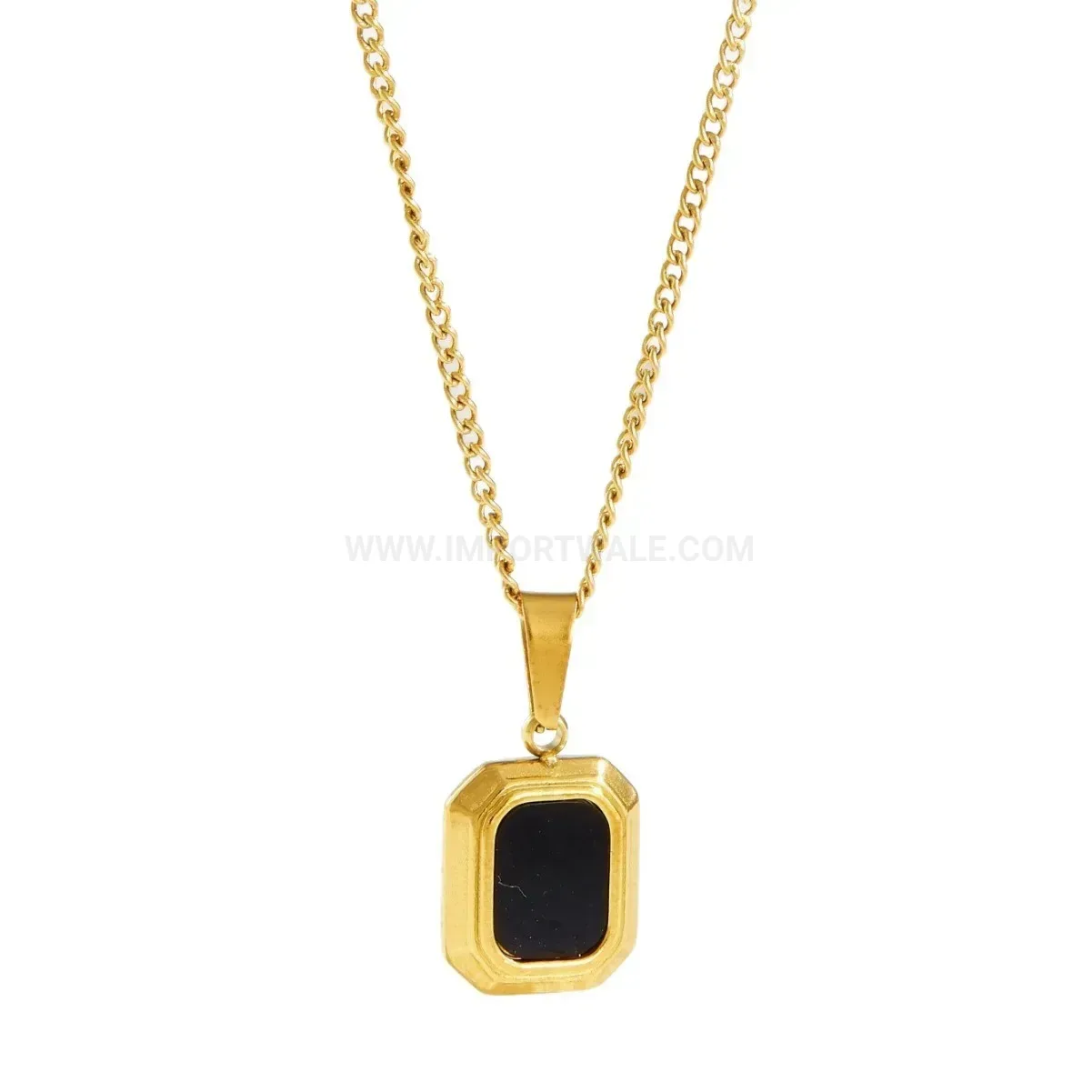 Elegant Square Pendant Titanium Steel Gold Plated Clavicle Necklace
