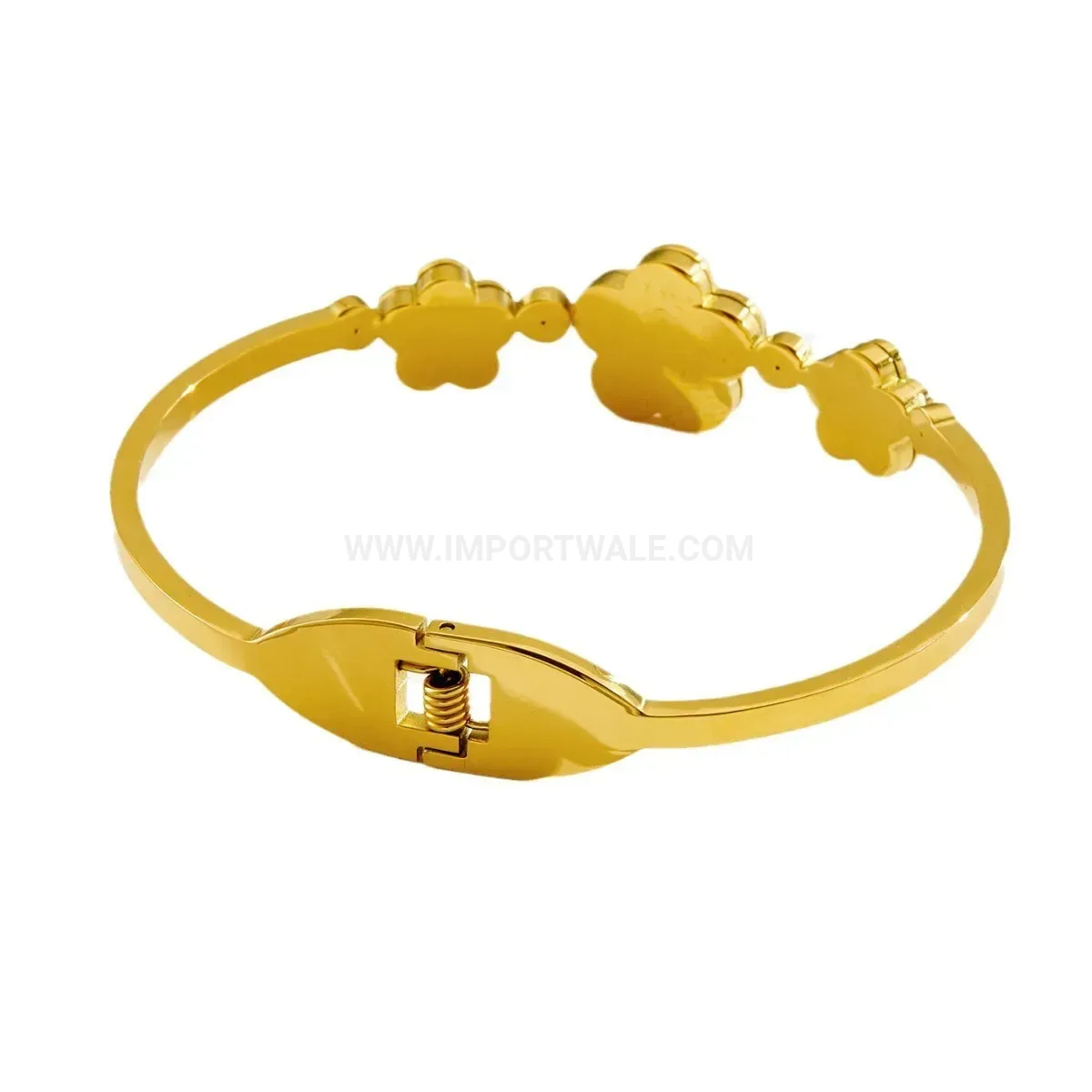 Titanium Steel Five-Leaf Floral Bangle