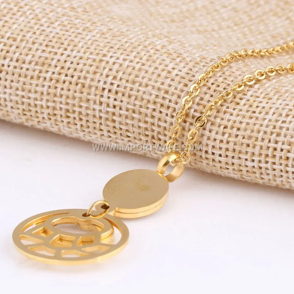 Bohemian Stainless Steel Gemstone Zircon Cutout Pendant Necklace