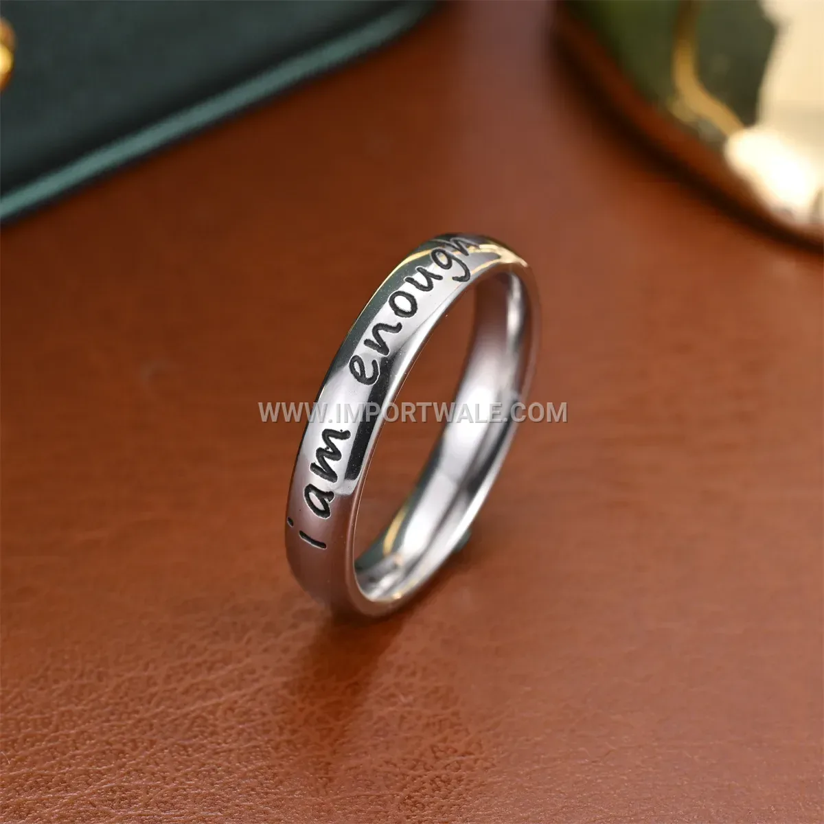 Engraved Stainless Steel Affirmation Band Ring