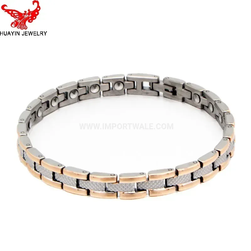 Fashion Minimalist Stainless Steel Rose Gold Bio Magnetic Bracelet for Women