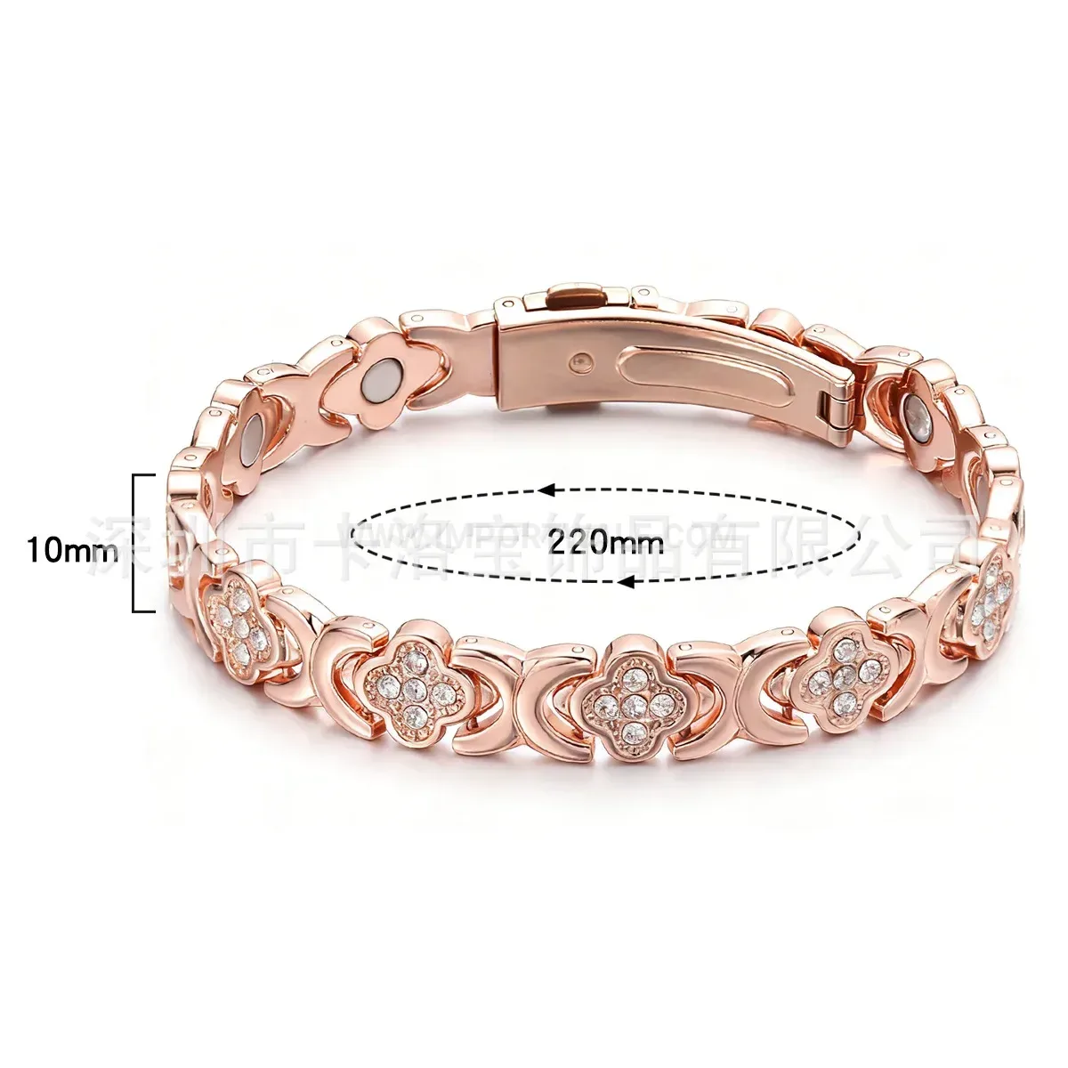 Pure Copper Four Leaf Clover Bio Magnetic Bracelet