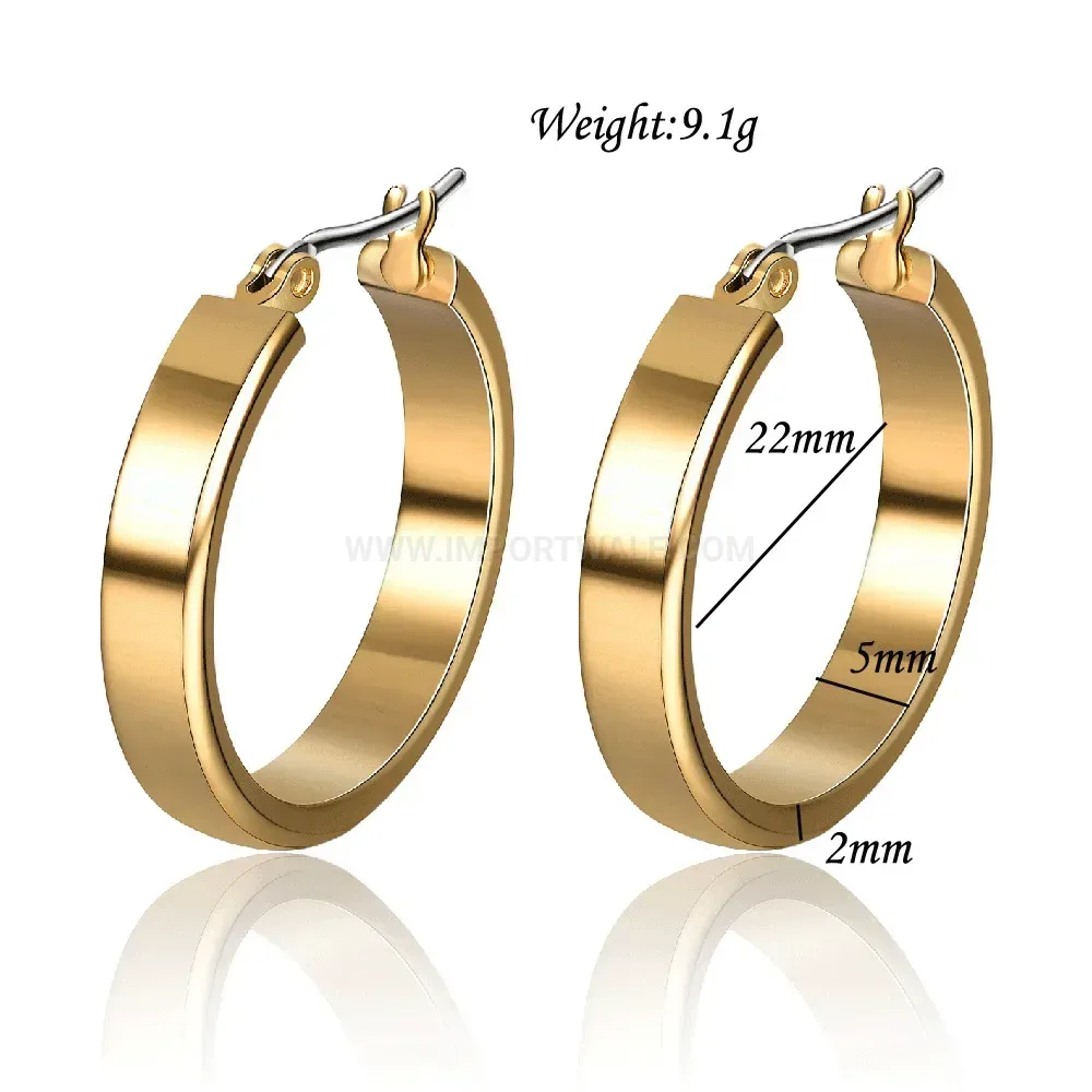 Modern Classic Gold Plated Stainless Steel Round Stud Earrings