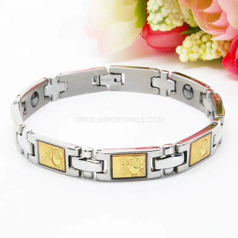 Titanium Steel Magnetic Bio Energy Couple Link Bracelet