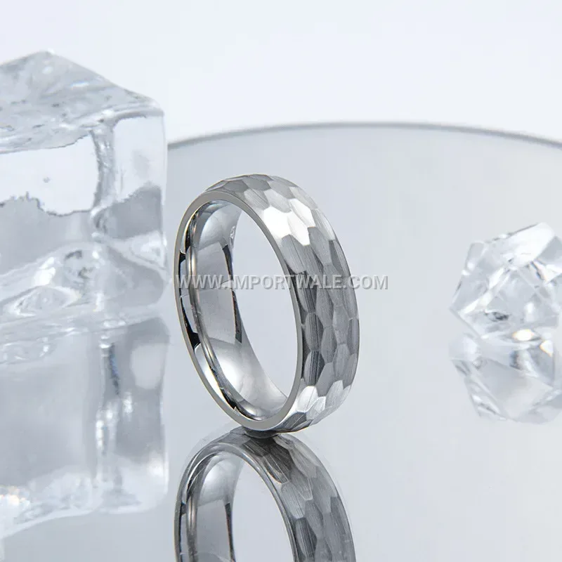 Hammered Texture Stainless Steel Band Ring