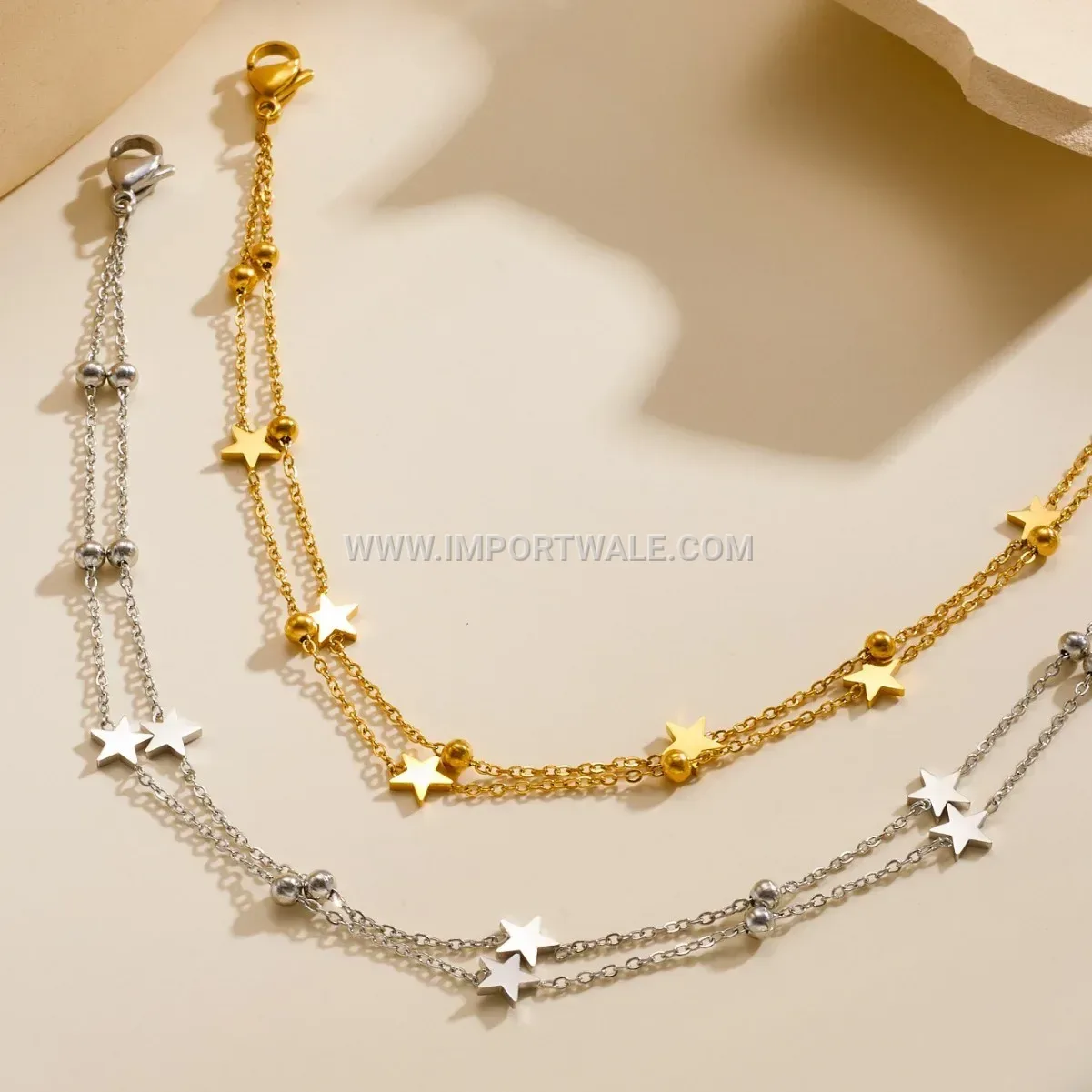 Double Layer Stainless Steel Star Charm Anklet