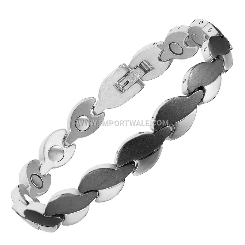 Vacuum Plated Stainless Steel Geometric Magnetic Bracelet
