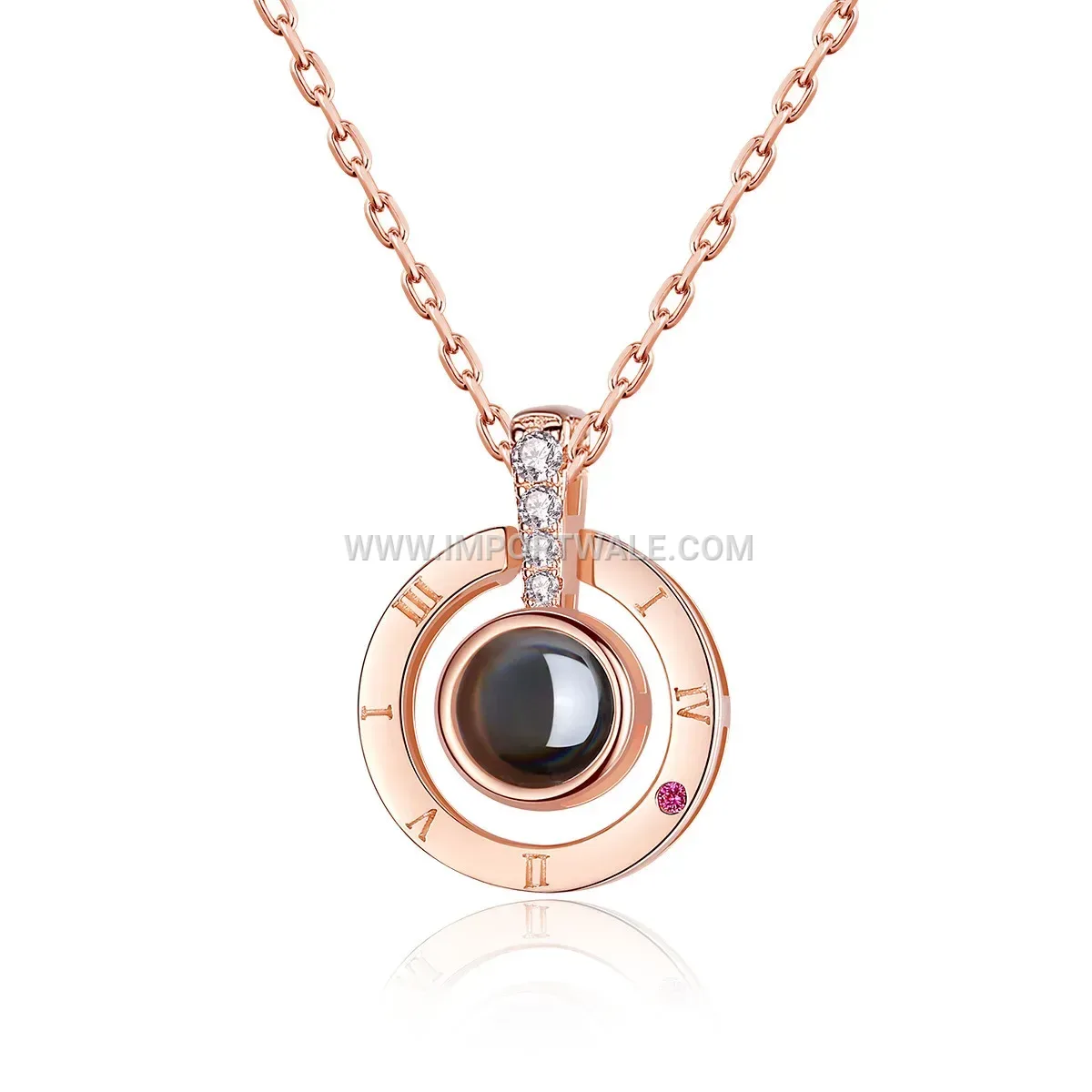 Romantic Heart Crystal Projection Pendant Stainless Steel Link Chain Necklace