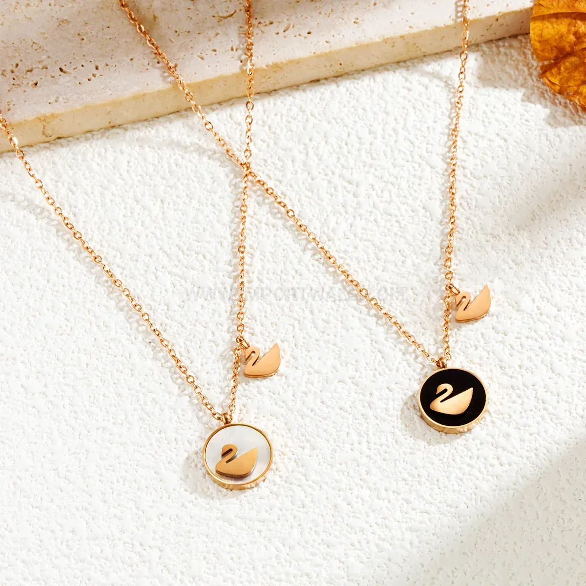 Double Sided Enamel Pendant Titanium Steel Necklace