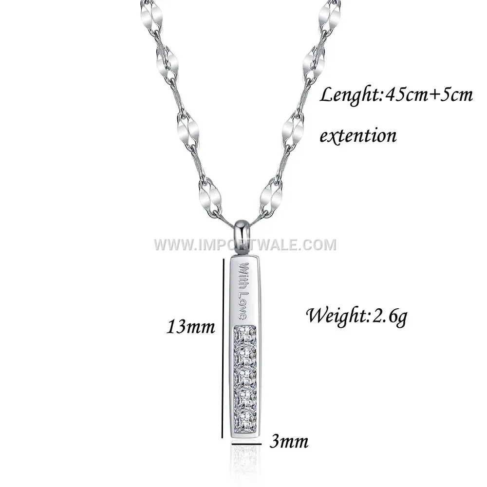 Engraved Rectangular Bar Stainless Steel Layered Pendant Necklace