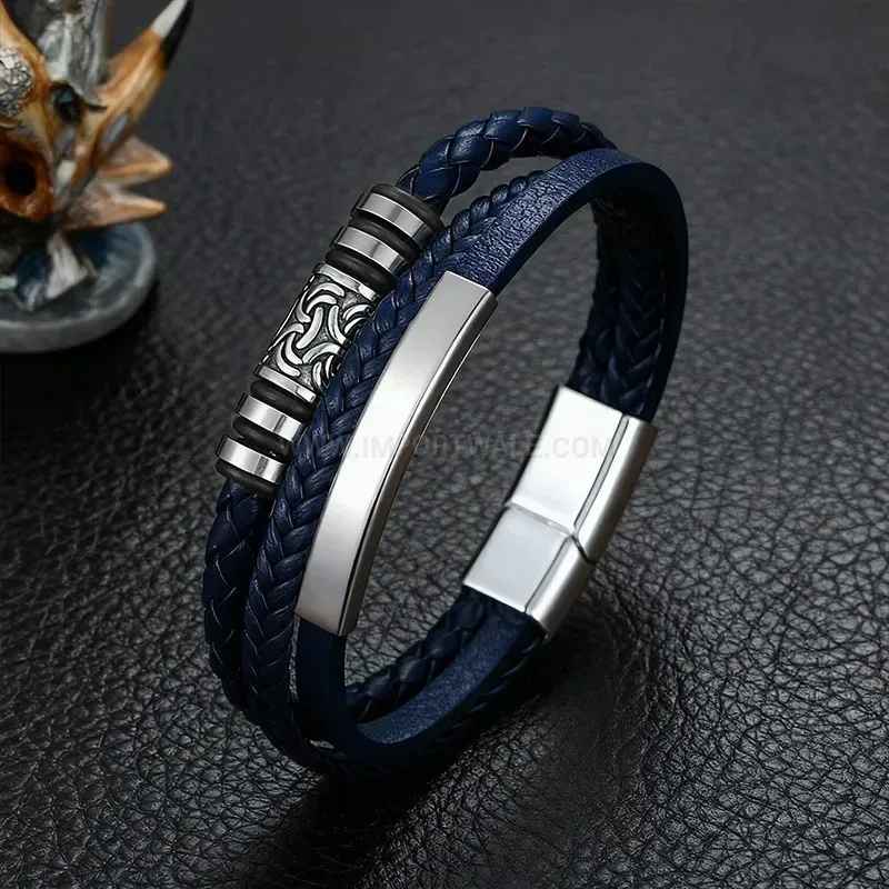 Fashion Handcrafted Braided Leather Geometric Pattern Bracelet