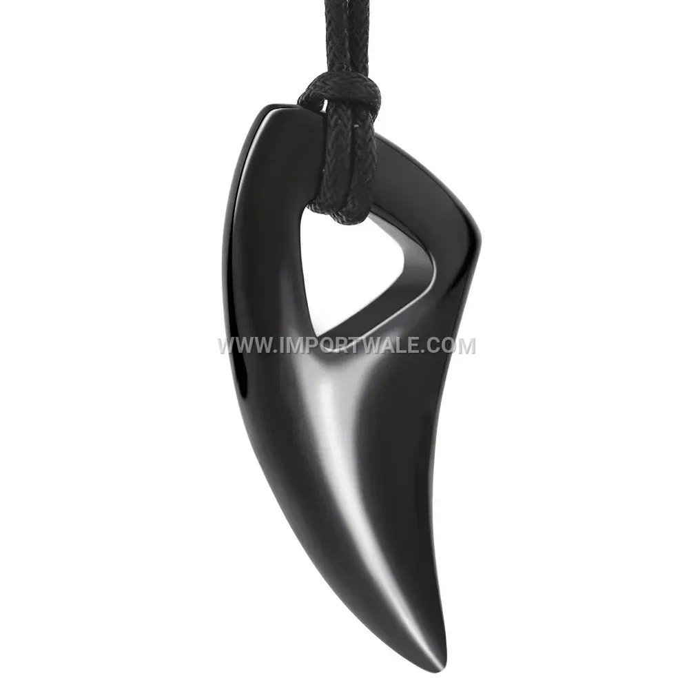 Men's Stainless Steel Wolf Tooth Pendant Minimalist Chain Necklace