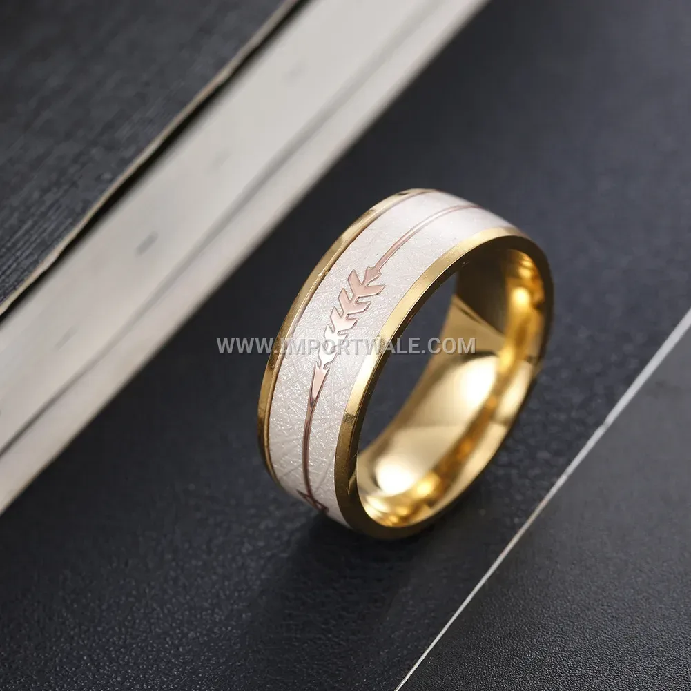 Arrow Fishbone Patterned Stainless Steel Band Ring