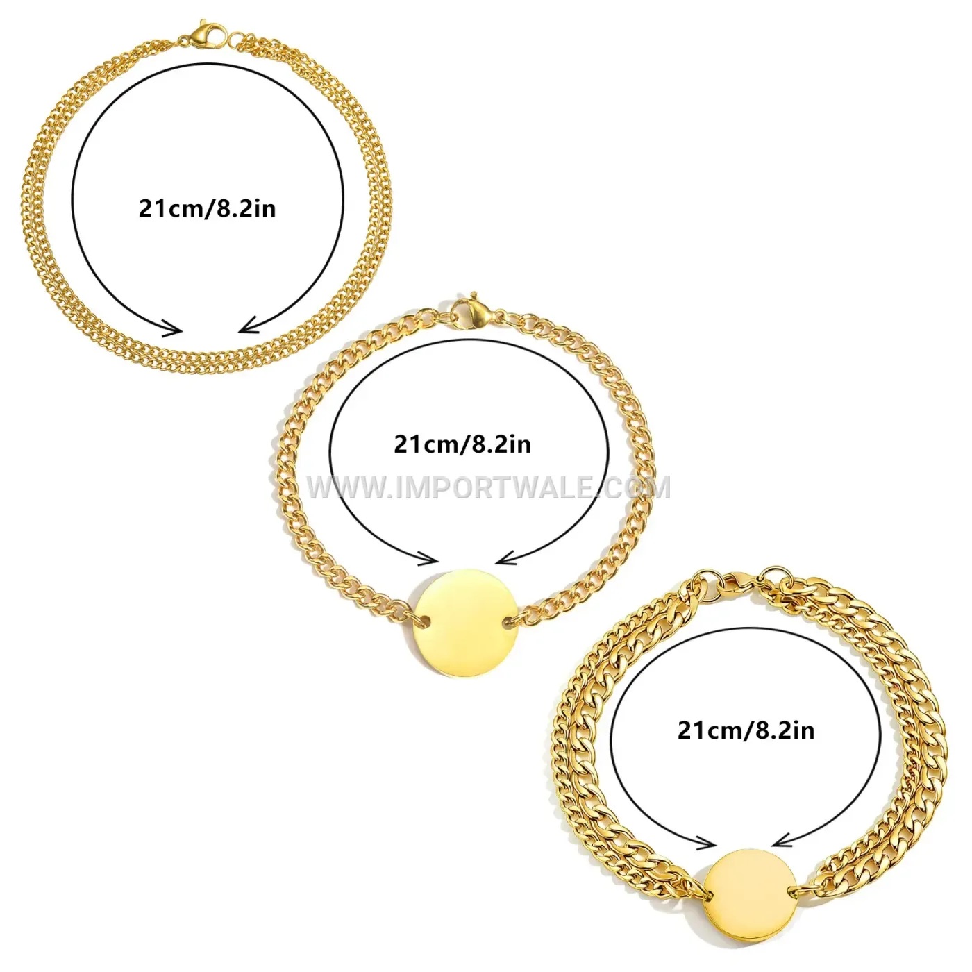 Stainless Steel Circular Charm Chain Bracelet Set for Couples