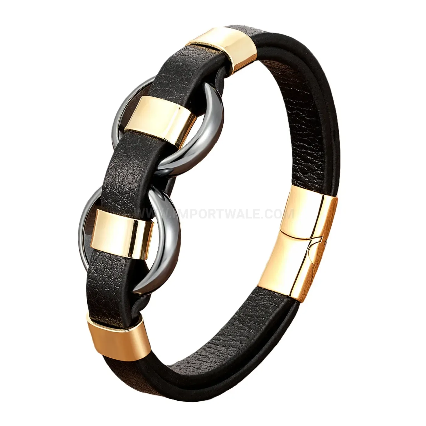 Braided Leather Stone Bead Bracelet with Stainless Steel Clasp