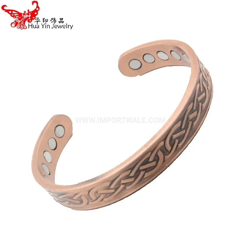 Pure Red Copper Vintage Bio Magnetic Therapy Cuff Bracelet
