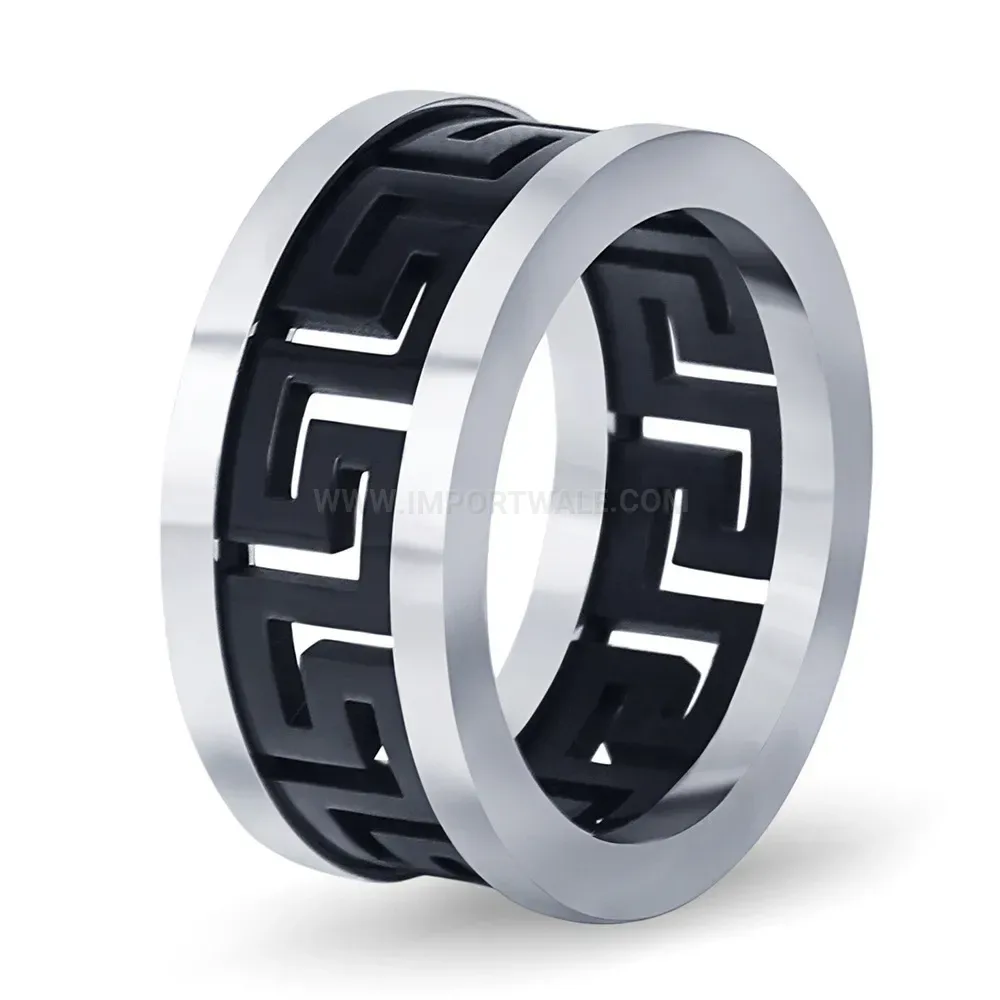 Stylish Cutout Lattice Motif Stainless Steel Statement Ring