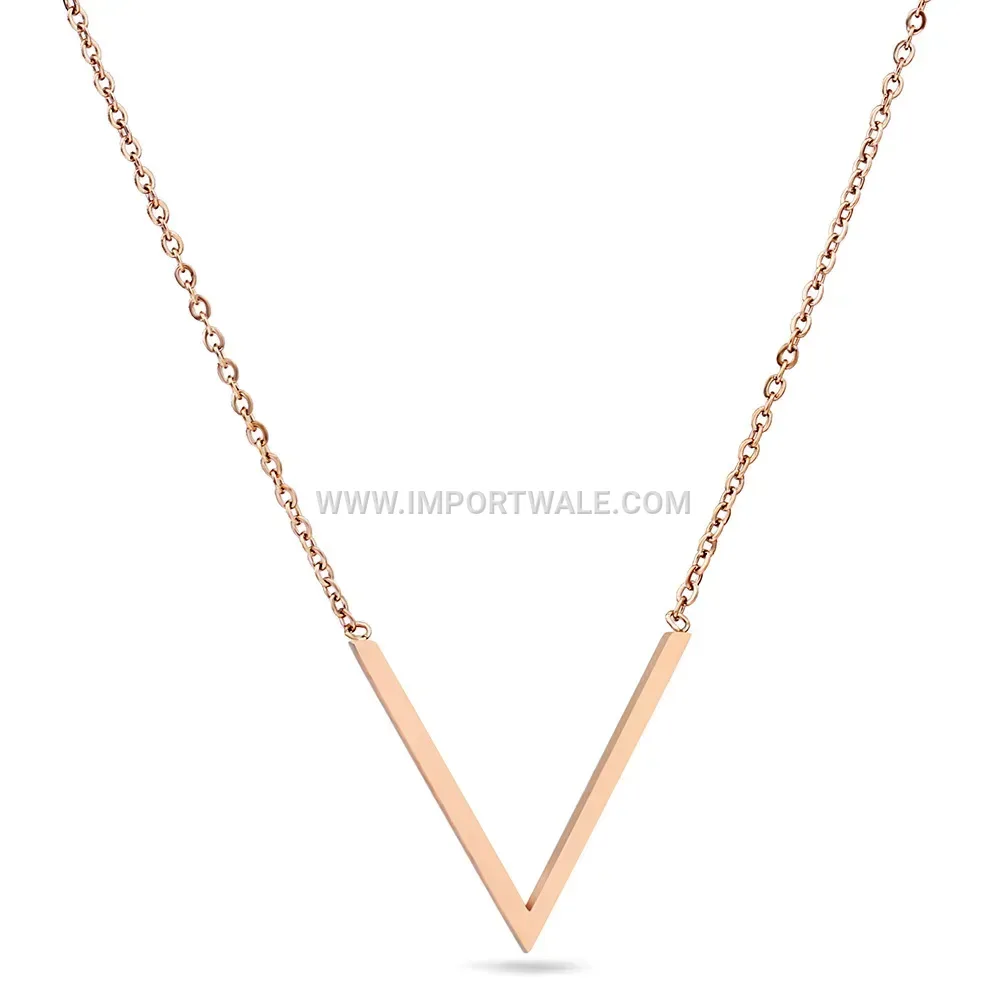 Rose Gold Stainless Steel V Shaped Geometric Choker Necklace