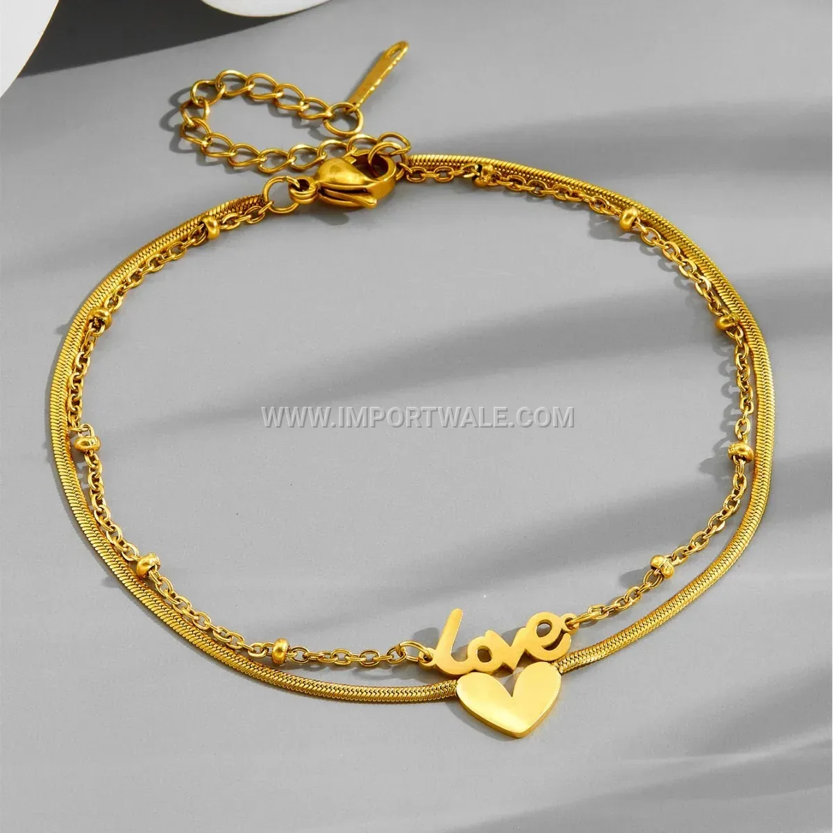 Minimalist English Letter Heart Titanium Steel Anklet