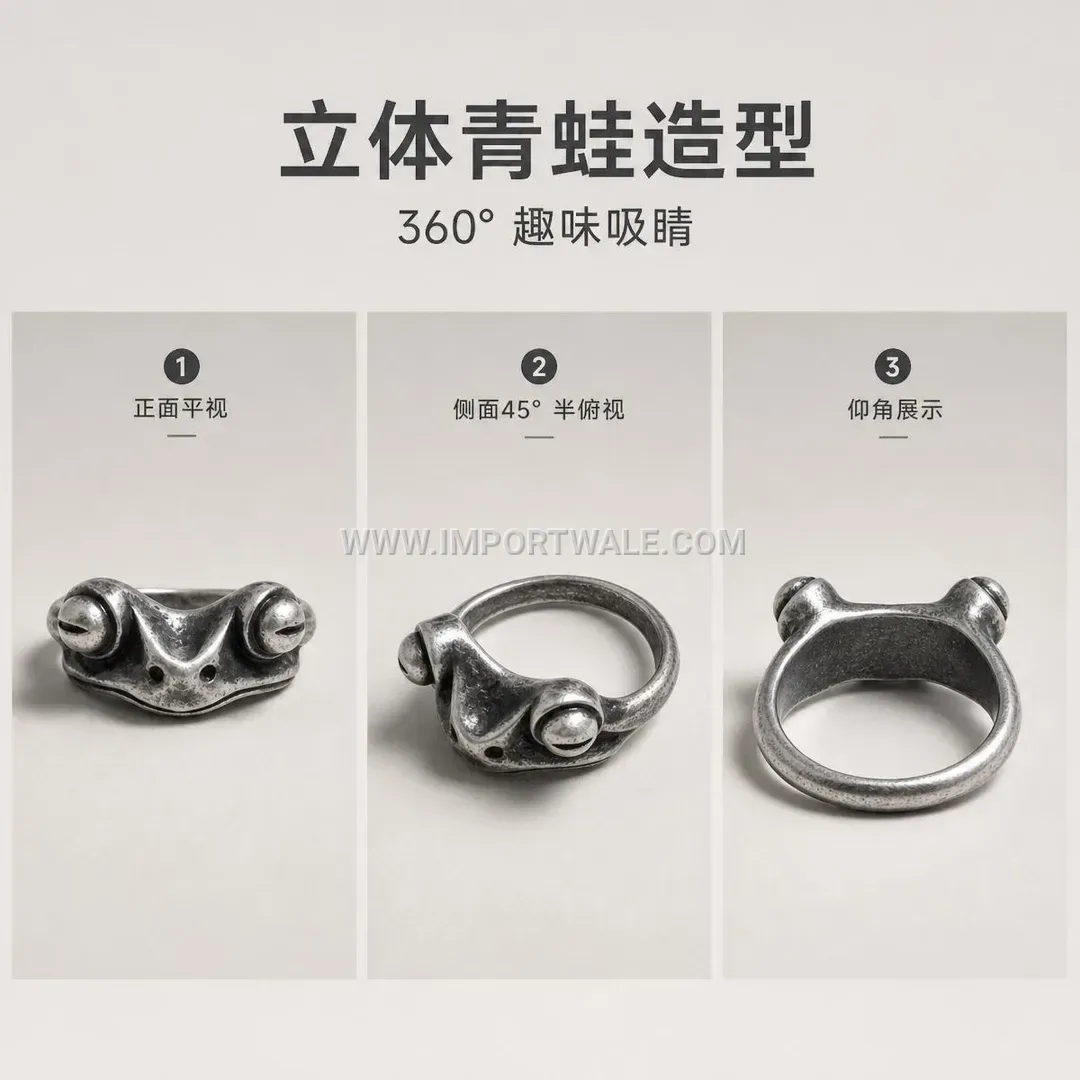 Vintage Frog Animal Stainless Steel Statement Ring