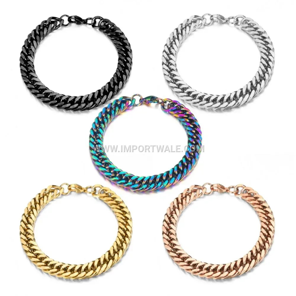 Minimalist Stainless Steel Wave Chain Bracelet With Lobster Clasp