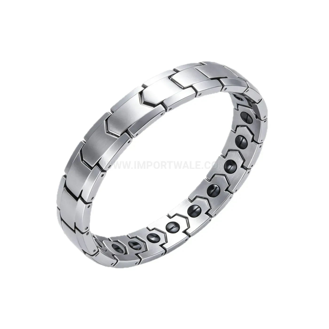Titanium Steel Geometric Bio Magnetic Energy Bracelet With Hematite
