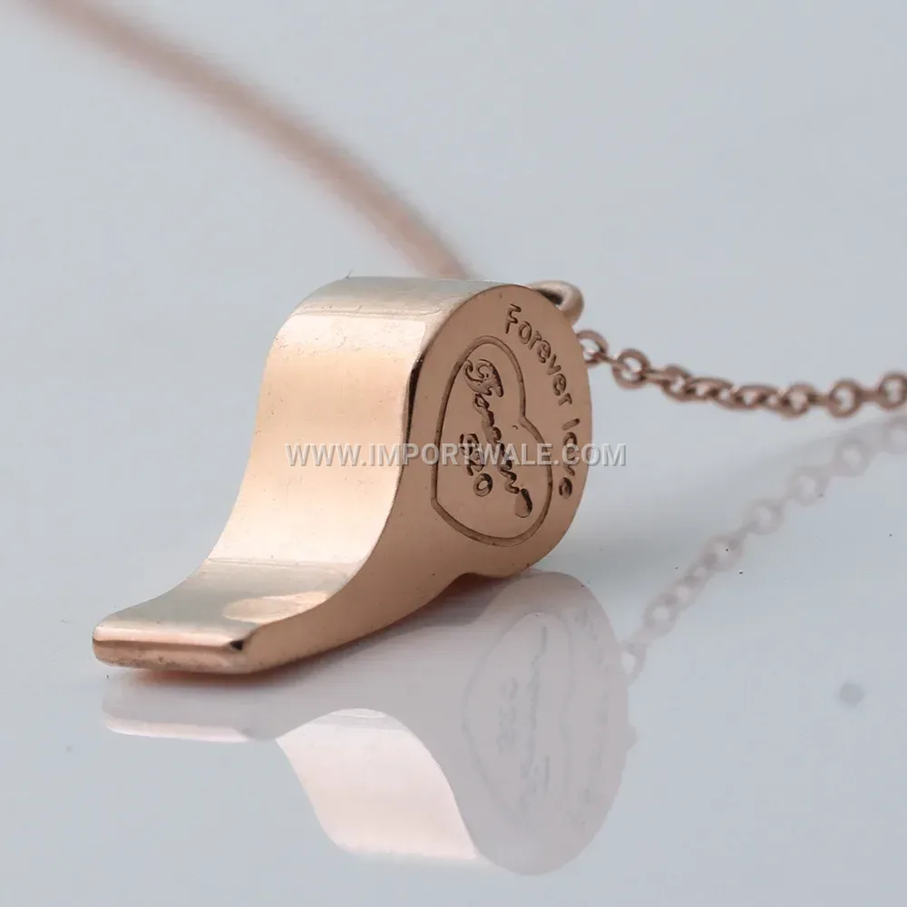 Titanium Steel Whistle Pendant Necklace with Letter Detail