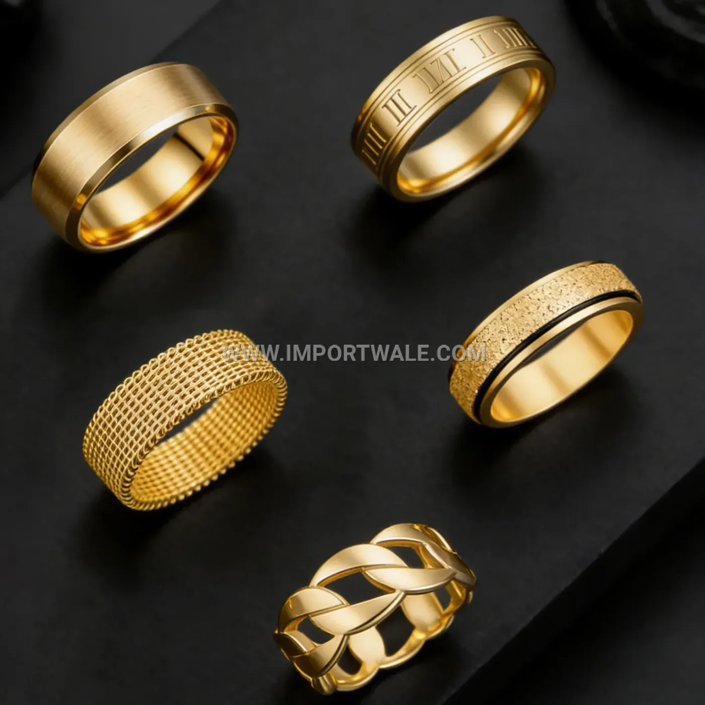 Geometric Gold Plated Stainless Steel Band Ring