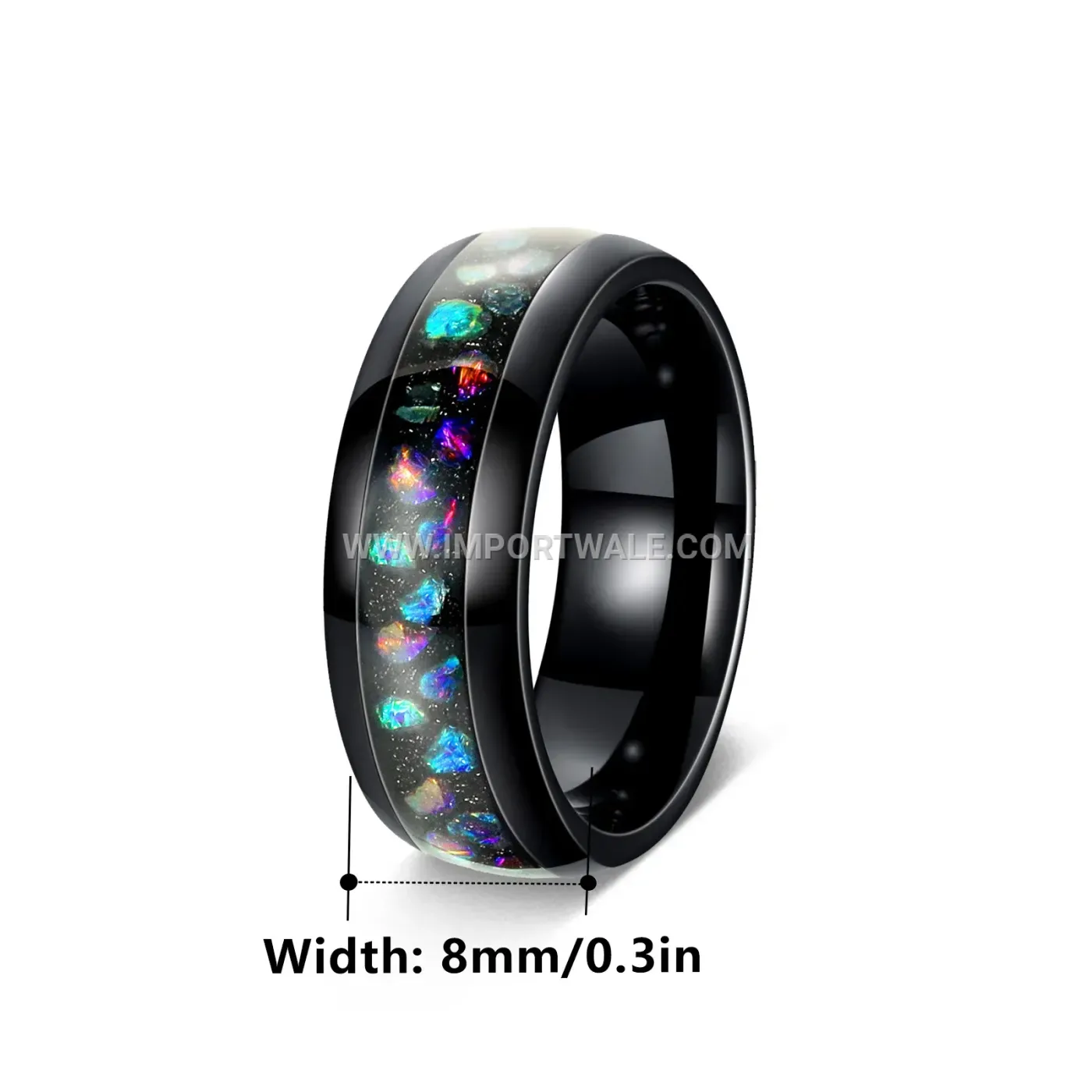 Starry Purple Amethyst Stainless Steel Band Ring Set