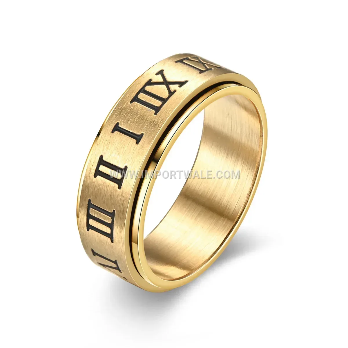 Spinning Roman Numeral Stainless Steel Ring
