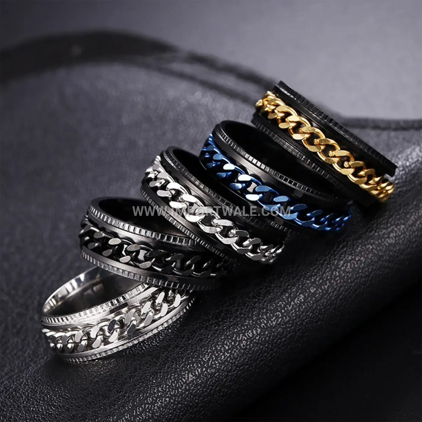 Spinning Center Chain Stainless Steel Band Ring