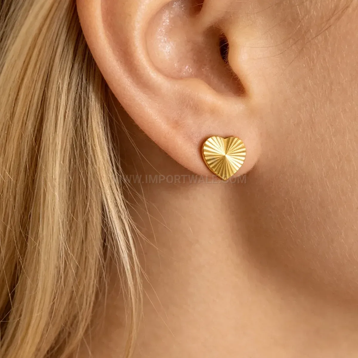 Textured Heart Stainless Steel Stud Earrings