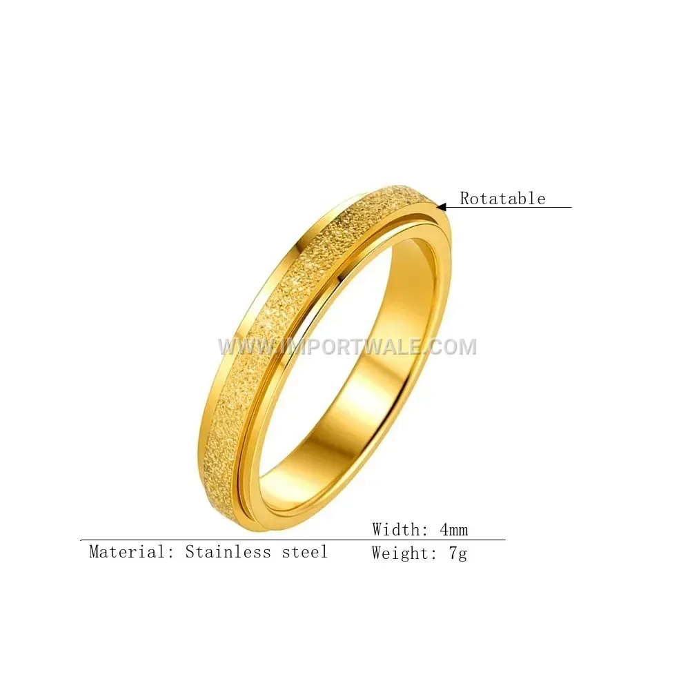 Frosted Rotating Stainless Steel Band Ring