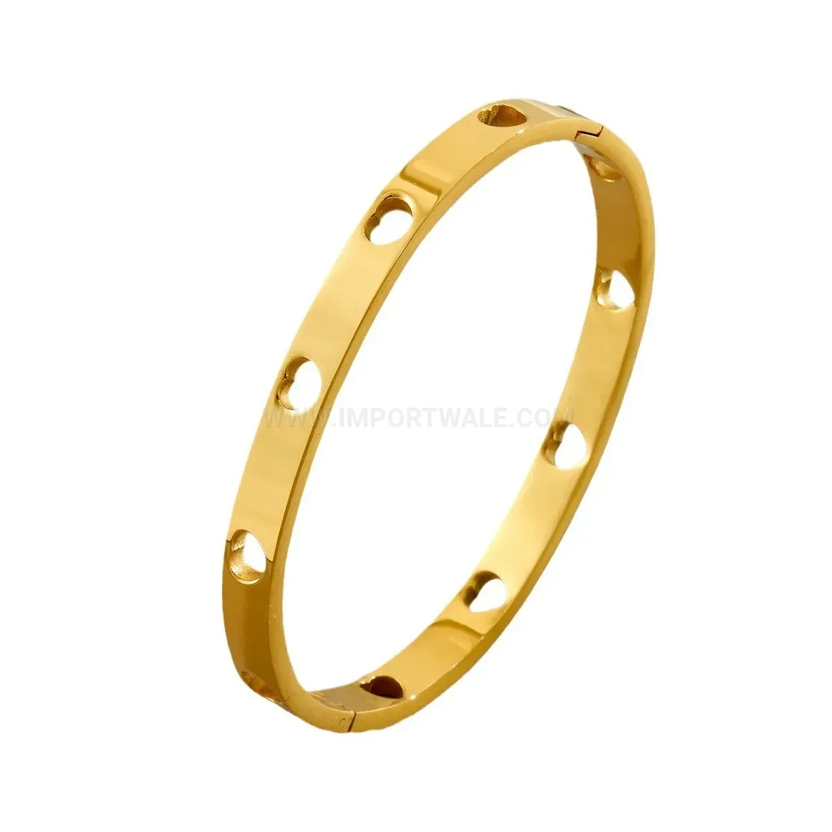 Cutout Openwork Heart Pattern Titanium Steel Bangle Bracelet