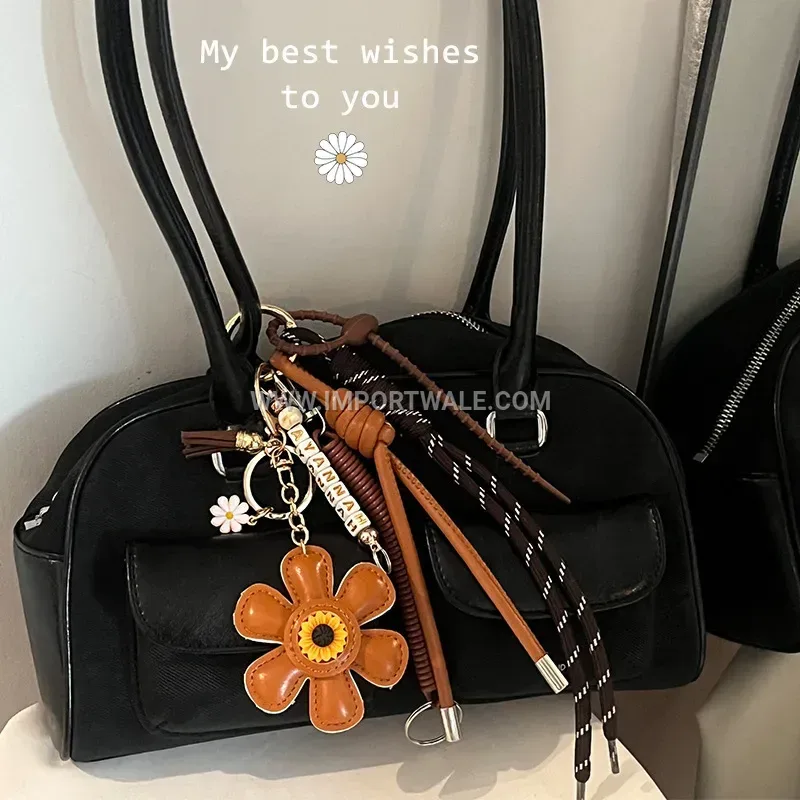 Woven Rope Colorful Sunflower Bag Charm Keychain
