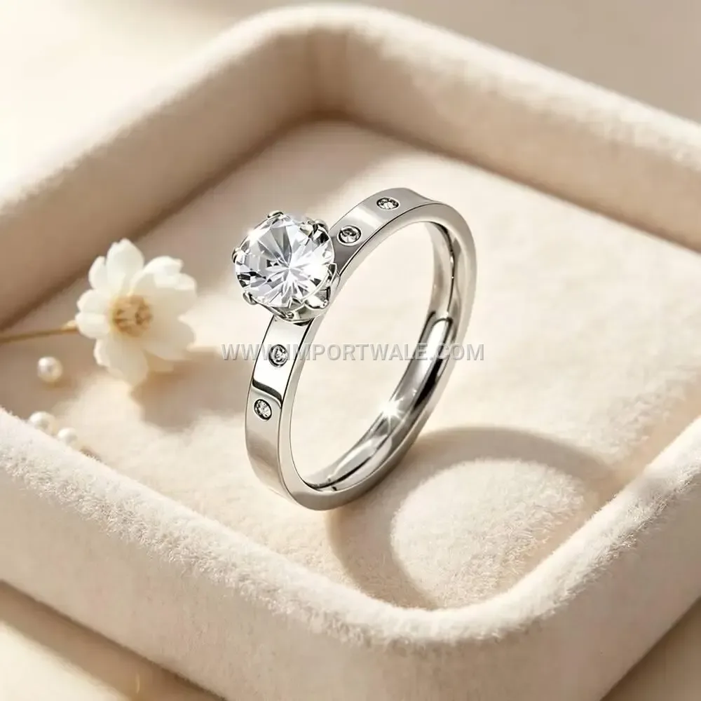 Micro Pave Zircon Gold Plated Stainless Steel Band Ring