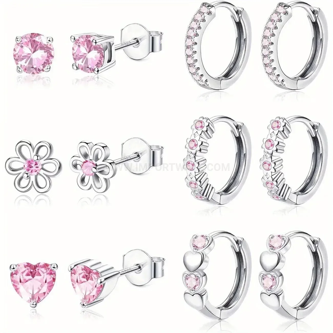 Trendy Stainless Steel Colorful Rhinestone Geometric Cartilage Earring Set