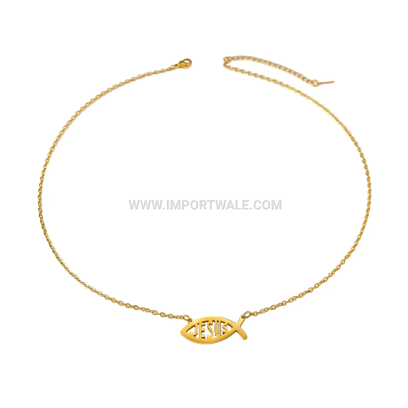 Gold Plated Stainless Steel Christian Ichthys Pendant Necklace