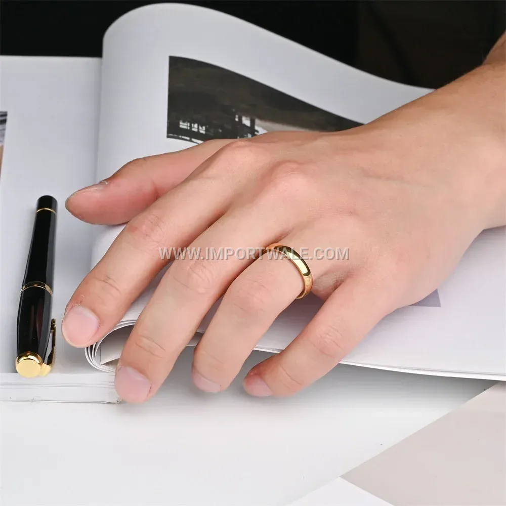 Polished Stainless Steel Minimalist Smooth Band Ring