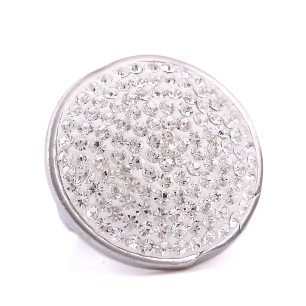 Stainless Steel Statement Round Pave Crystal Ring