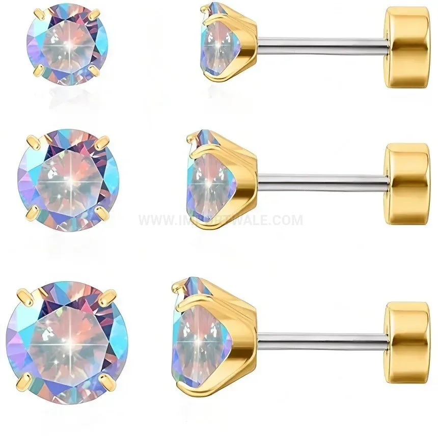 Premium Sparkling Zircon Flower Stainless Steel Cartilage Earring Set