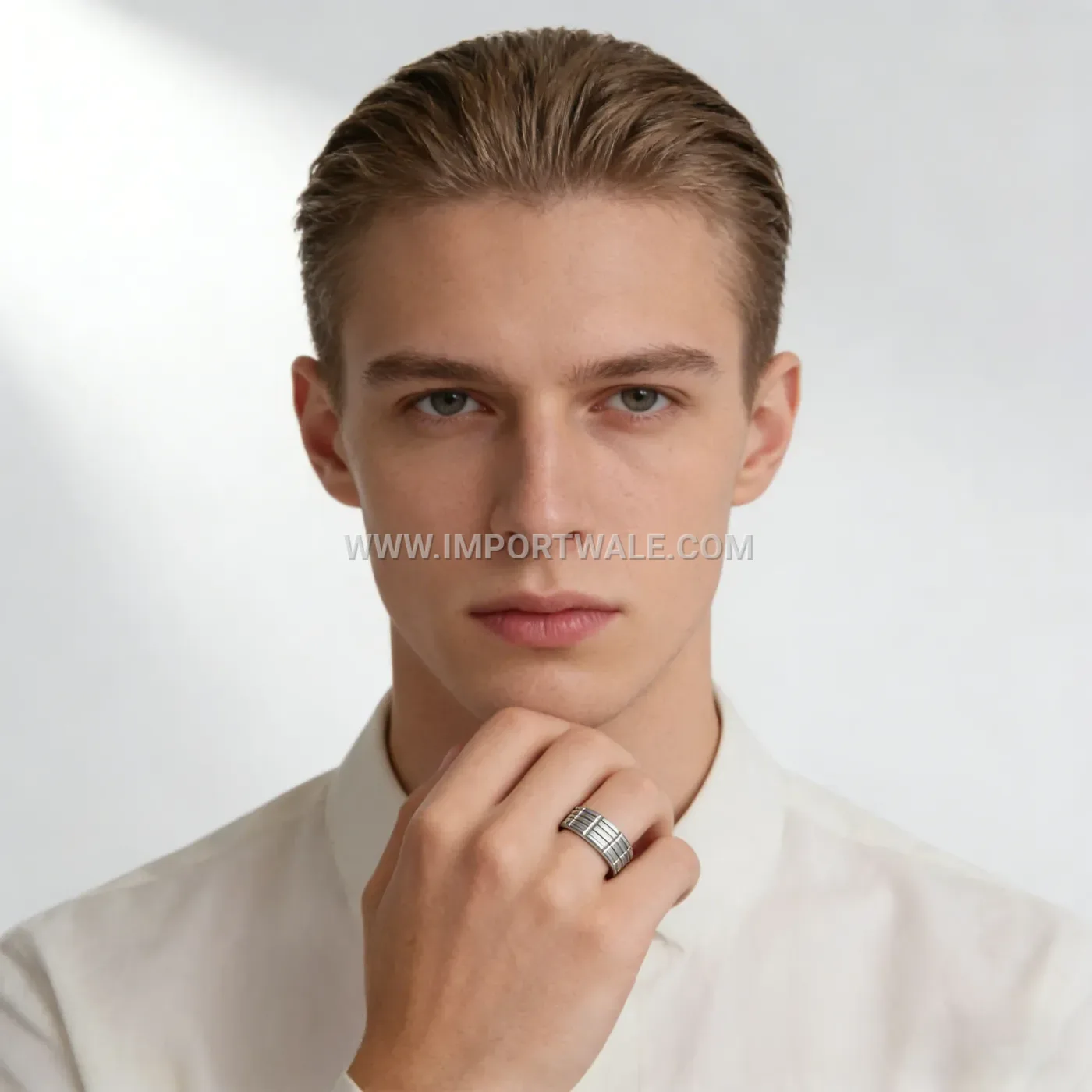 Dual Tone Enamel Inlay Titanium Steel Ring