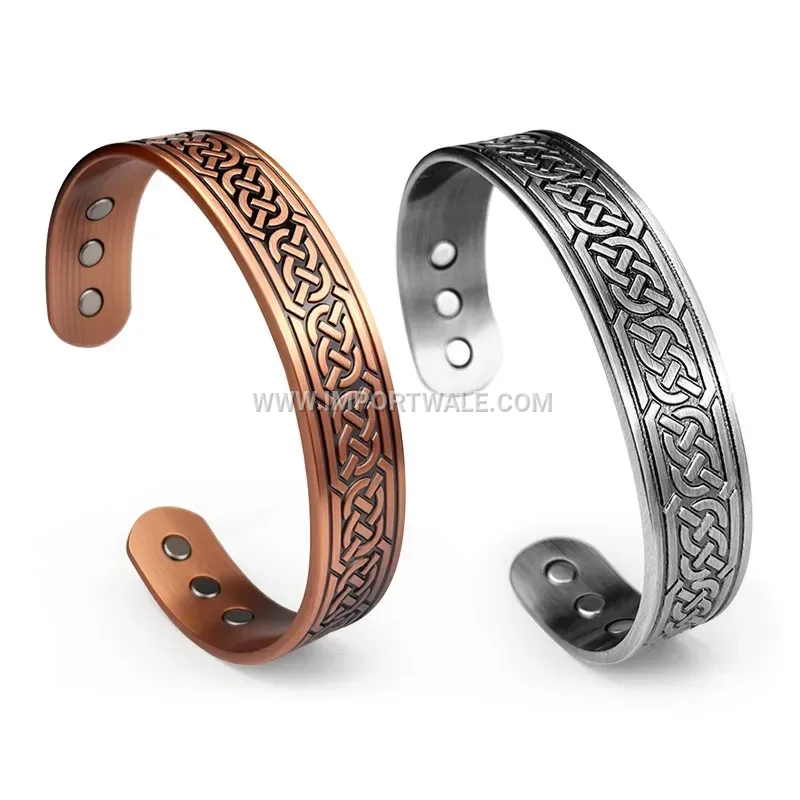 Textured Copper Open Cuff Magnetic Therapy Bangle
