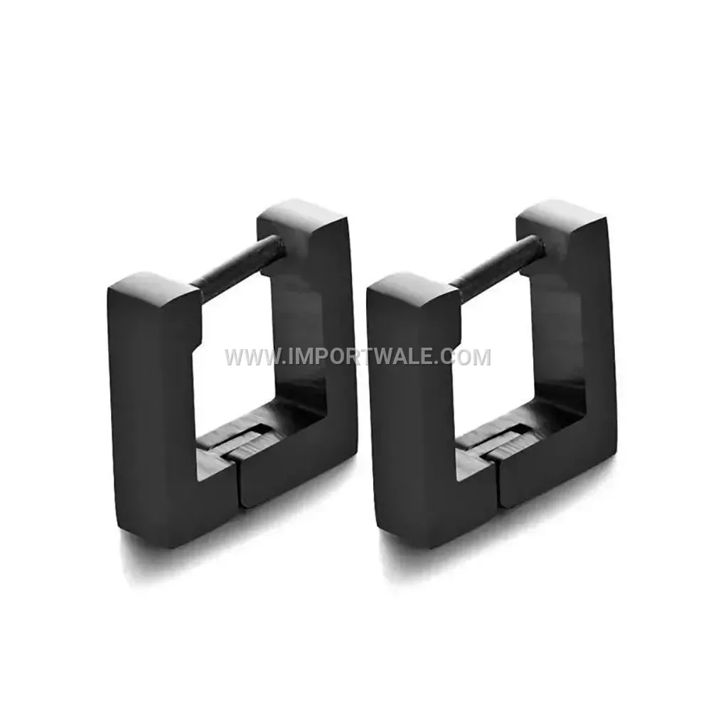 Minimalist Stainless Steel Square Cutout Hoop Earrings