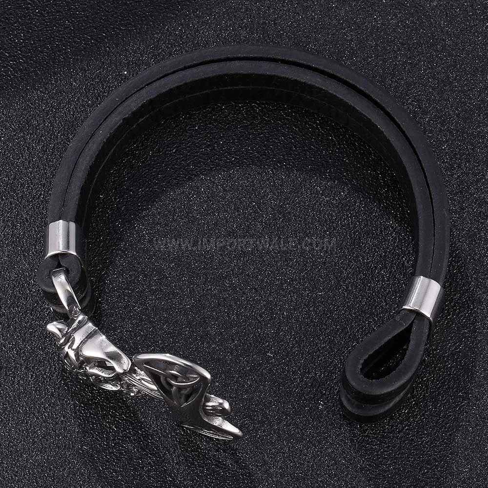 Vintage Skull Stainless Steel Braided Leather Bangle