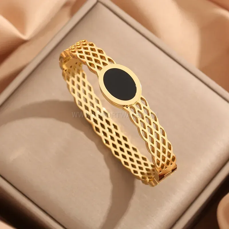 Cutout Roman Medallion Titanium Steel Bangle