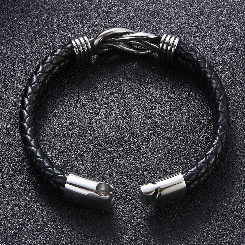 Trendy Double Layered Leather Bracelet with Magnetic Stainless Steel Clasp