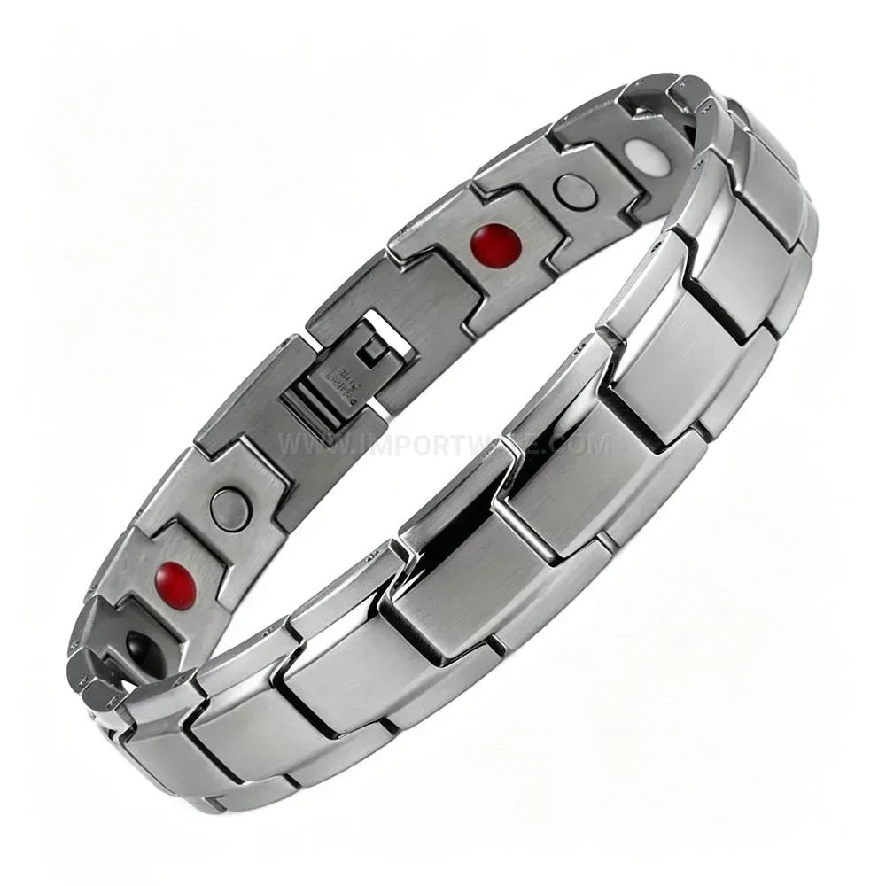 Men Beveled Stainless Steel Energy Link Bracelet